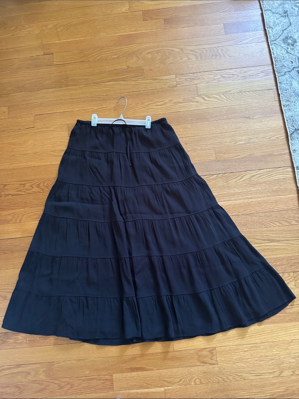Wilfred Black Tiered Maxi Skirt with Drawstring - Picture 3 of 4